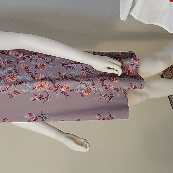 3/$30 MUDD 1990s Mod Lavendar Gray Sleeveless Choker Floral Trapeze Jumper Dress - Picture 5 of 10